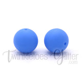 15mm Round Silicone Beads ~ Cornflower Blue