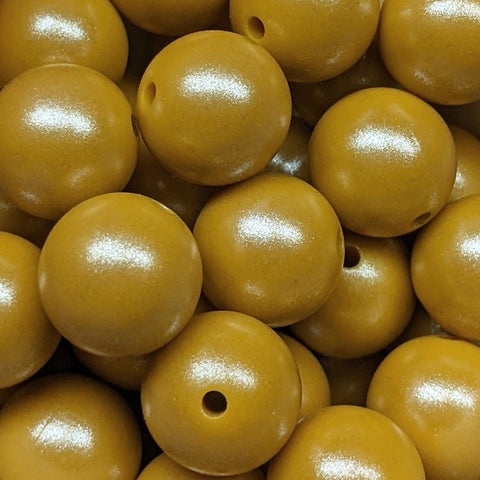 15mm Round Opal Silicone Beads ~ Mustard