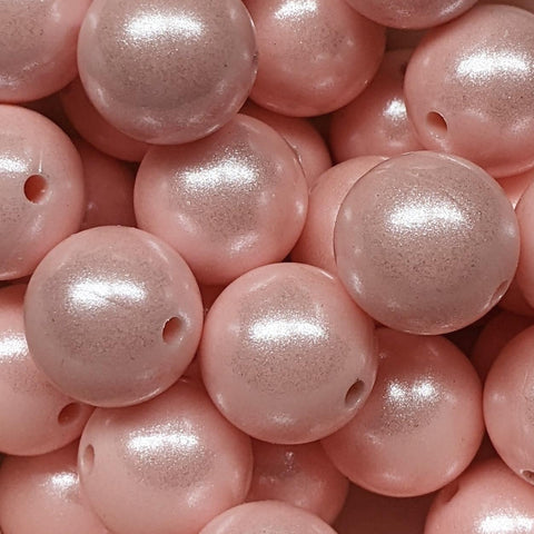 15mm Round Opal Silicone Beads ~ Baby Pink