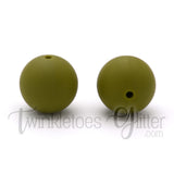 15mm Round Silicone Beads ~ Olive Green