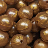 15mm Round Opal Silicone Beads ~ Metallic Gold