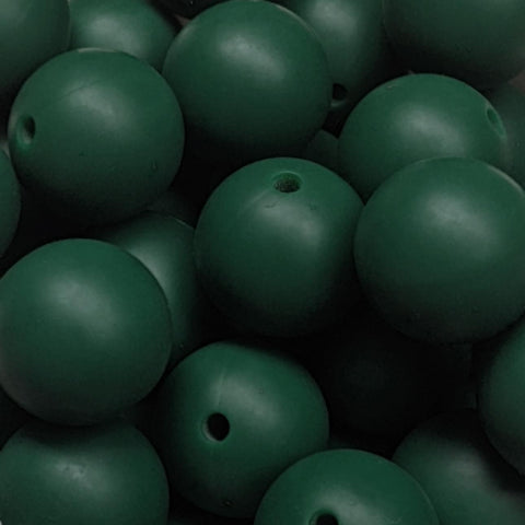 15mm Round Silicone Beads ~ Basil Green