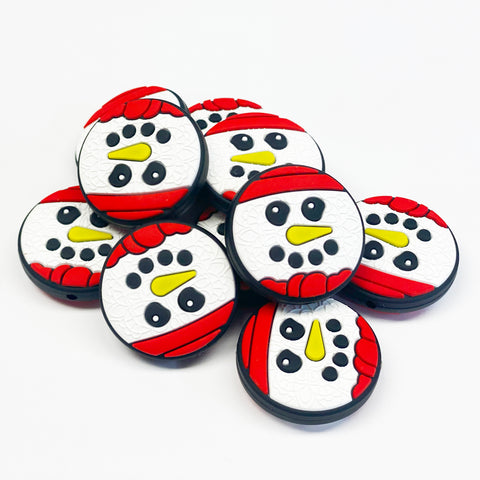 Round Snowman Silicone Focal Bead ~ 2 Colors