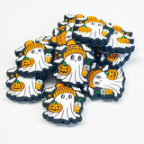 Ghost w/Knitted Cap, Coffee Cup and Pumpkin Silicone Focal Bead