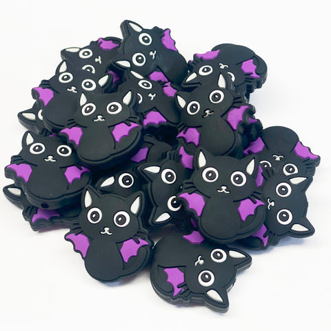 Black Bat Cat Silicone Focal Bead