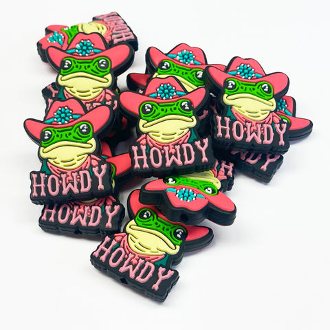 Howdy Frog w/Cowgirl Hat Silicone Focal Bead