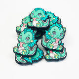 Green and Blue Dragon w/Heart Silicone Focal Bead