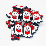 Book Reading Ghost w/Bandana Silicone Focal Bead