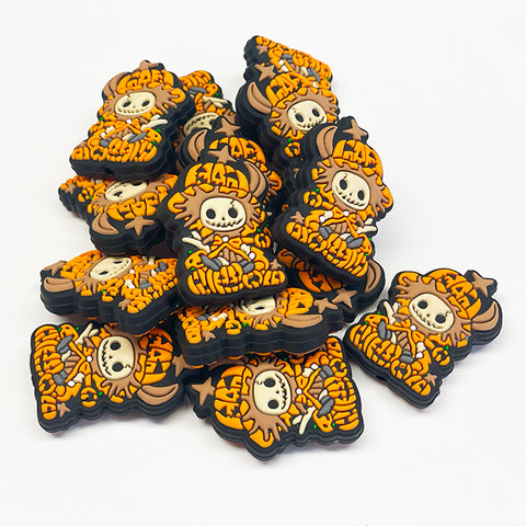 Scarecrow w/Pumpkins Silicone Focal Bead