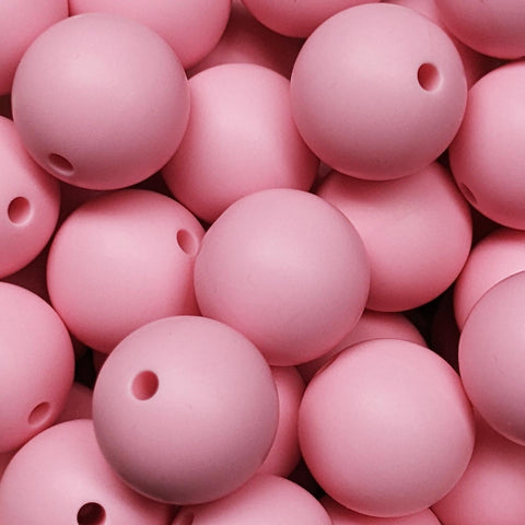 15mm Round Silicone Beads ~ Soft Pink