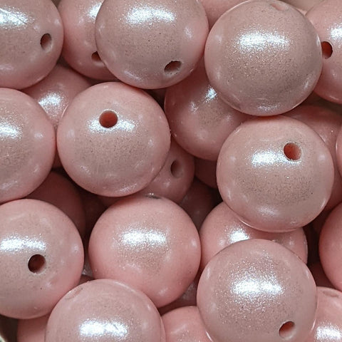 15mm Round Opal Silicone Beads ~ Pastel Pink