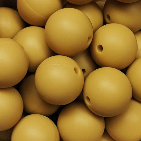 15mm Round Silicone Beads ~ Dijon