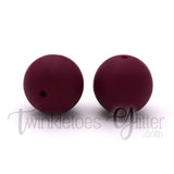 15mm Round Silicone Beads ~ Burgundy