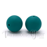 15mm Round Silicone Beads ~ Evergreen