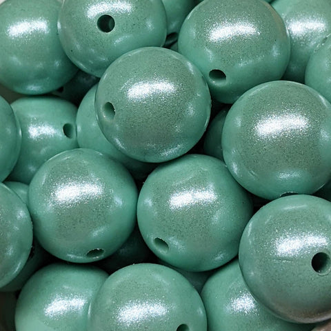 15mm Round Opal Silicone Beads ~ Pistachio