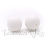 15mm Round Silicone Beads ~ Snow White