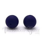 15mm Round Silicone Beads ~ Navy Blue