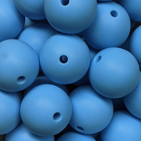 15mm Round Silicone Beads ~ China Blue