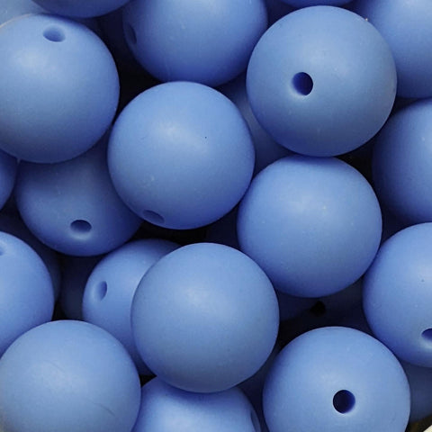 15mm Round Silicone Beads ~ Cornflower Blue
