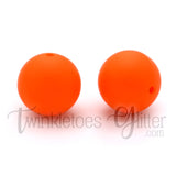 15mm Round Silicone Beads ~ Tangerine