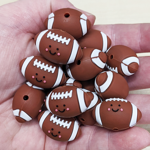 3d Football w/Smile Silicone Focal Bead
