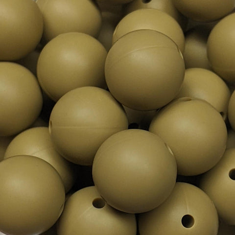 15mm Round Silicone Beads ~ Toasted Oats