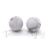 15mm Round Silicone Beads ~ Marble Grey