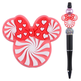 Pink Peppermint Minnie w/Hearts Focal Bead