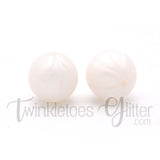 15mm Round Silicone Beads ~ Pearl White