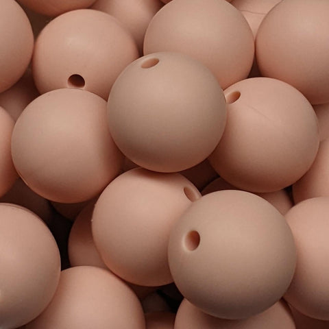 15mm Round Silicone Beads ~ Limestone