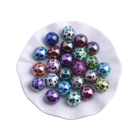 Bubblegum 20mm Bead Mix ~ UV Multi Colored Pawprint Rounds