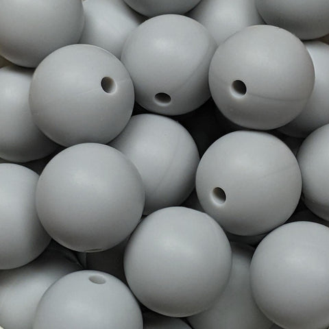 15mm Round Silicone Beads ~ Ash