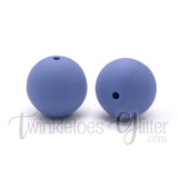 15mm Round Silicone Beads ~ Blue Grey