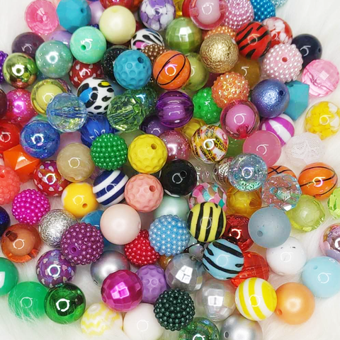50 Count 20mm Bubblegum Beads Assorted Mix