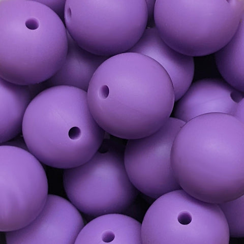 15mm Round Silicone Beads ~ Light Purple