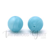 15mm Round Silicone Beads ~ Pearl Baby Blue