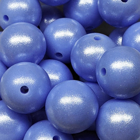 15mm Round Opal Silicone Beads ~ Cornflower Blue