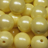 15mm Round Opal Silicone Beads ~ Custard Yellow