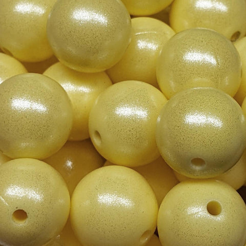 15mm Round Opal Silicone Beads ~ Custard Yellow