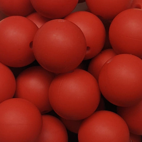 15mm Round Silicone Beads ~ Tomato Red