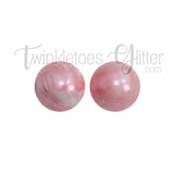 15mm Round Opal Silicone Beads ~ Marble Rose Pink