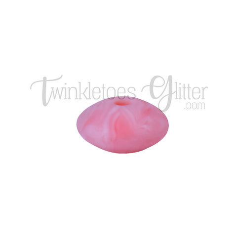 12mm Lentil Silicone Spacer Beads ~ Marble Rose Pink