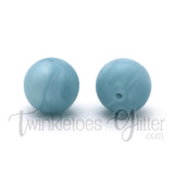 15mm Round Silicone Beads ~ Pearl Blue