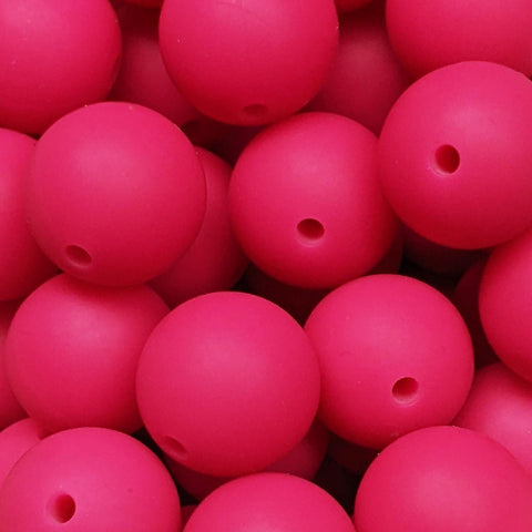 15mm Round Silicone Beads ~ Hot Pink