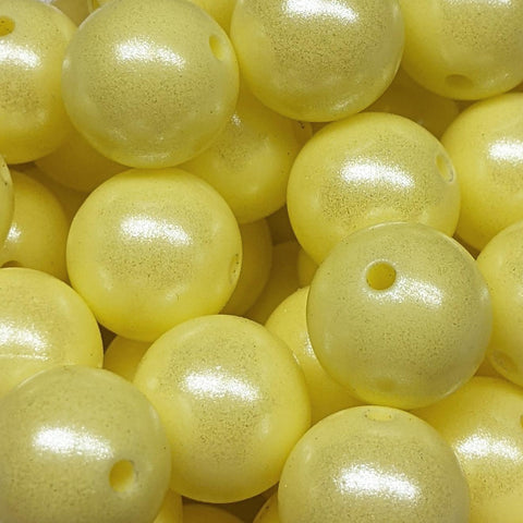 15mm Round Opal Silicone Beads ~ Creamy Yellow