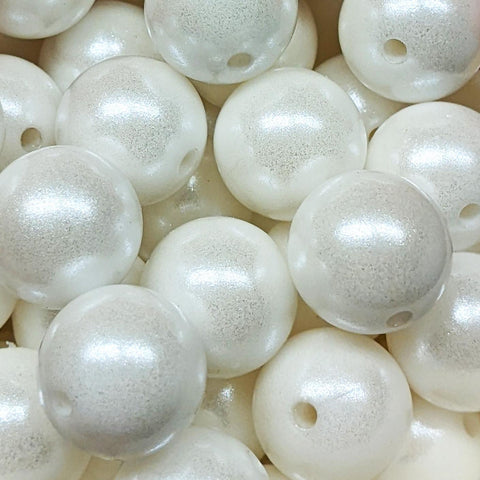 15mm Round Opal Silicone Beads ~ Snow White
