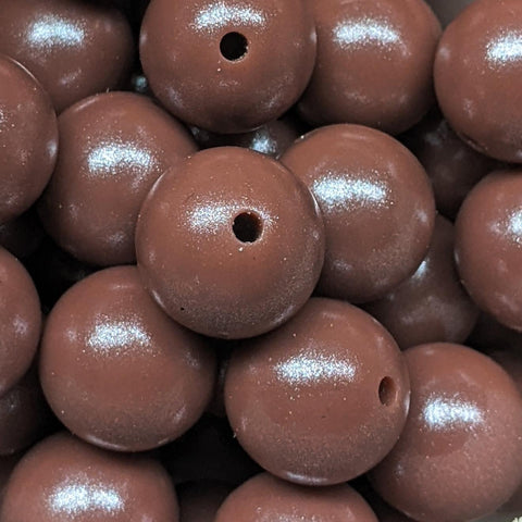 15mm Round Opal Silicone Beads ~ Pecan