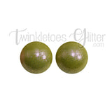 15mm Round Opal Silicone Beads ~ Light Olive