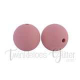 15mm Round Silicone Beads ~ Dusty Rose