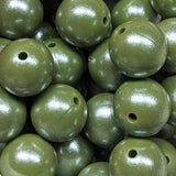 15mm Round Opal Silicone Beads ~ Olive Green
